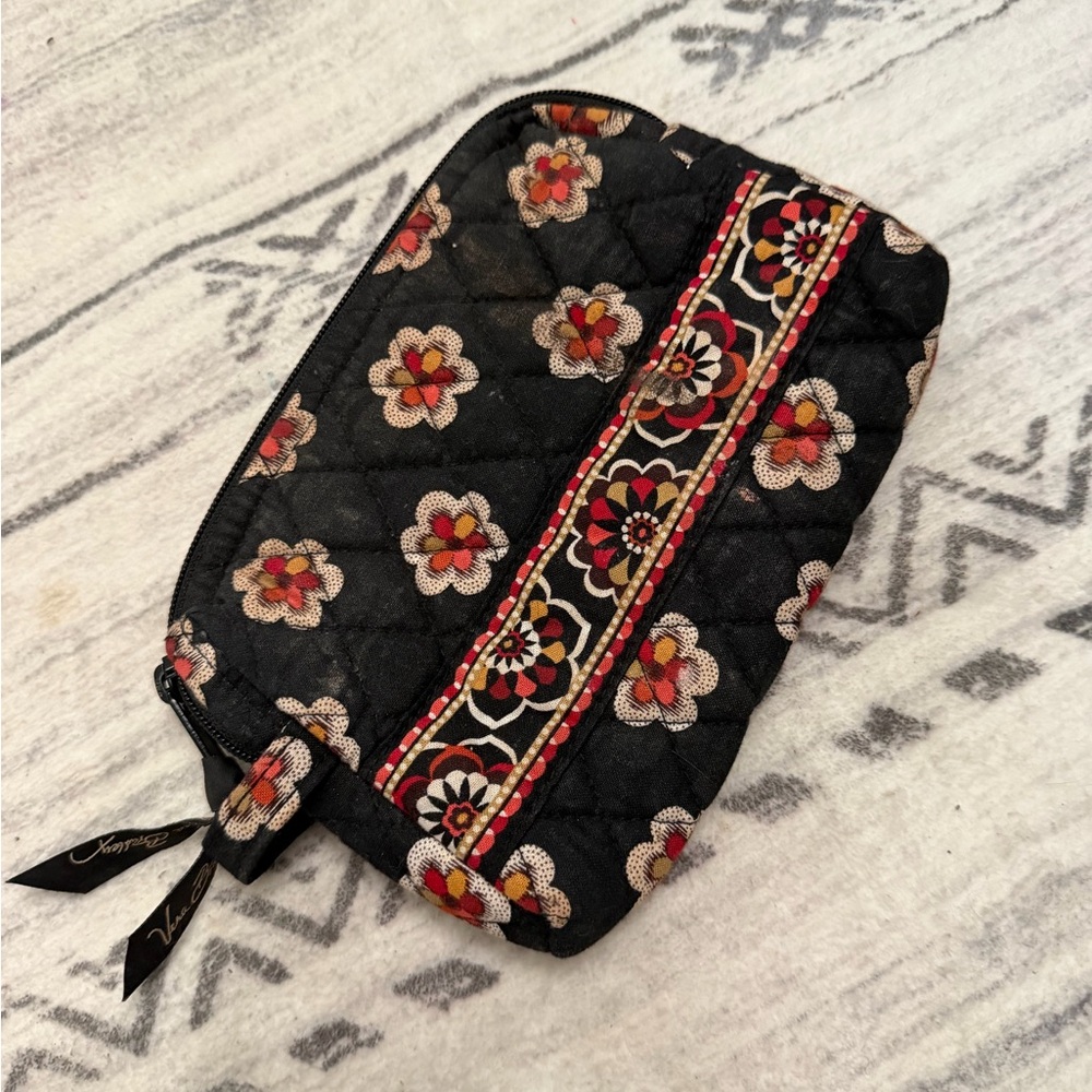 Vera Bradley Black Floral Quilted wristlet